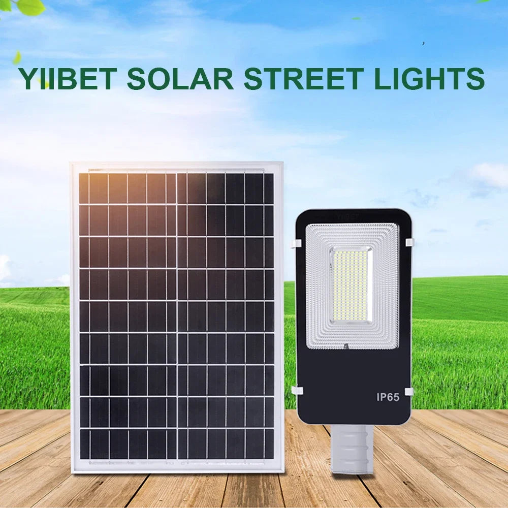 YIIBET 200W 100W Wireless Waterproof LED Solar Security Flood Lighting Remote Control & Pole