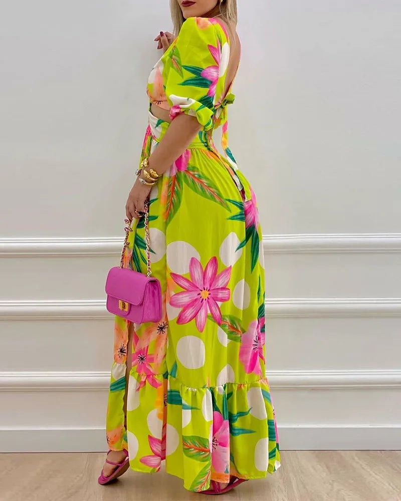 Floral Printed Lantern Dress