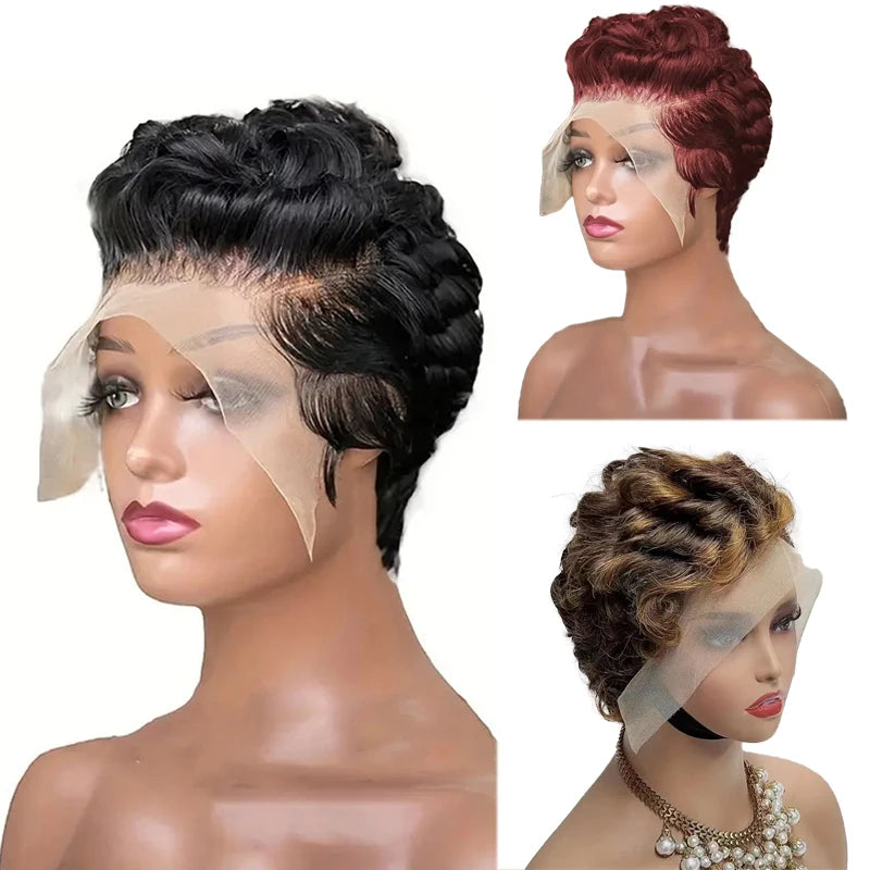 100% Human Pixie Cut  Short Bob Lace Frontal Wig