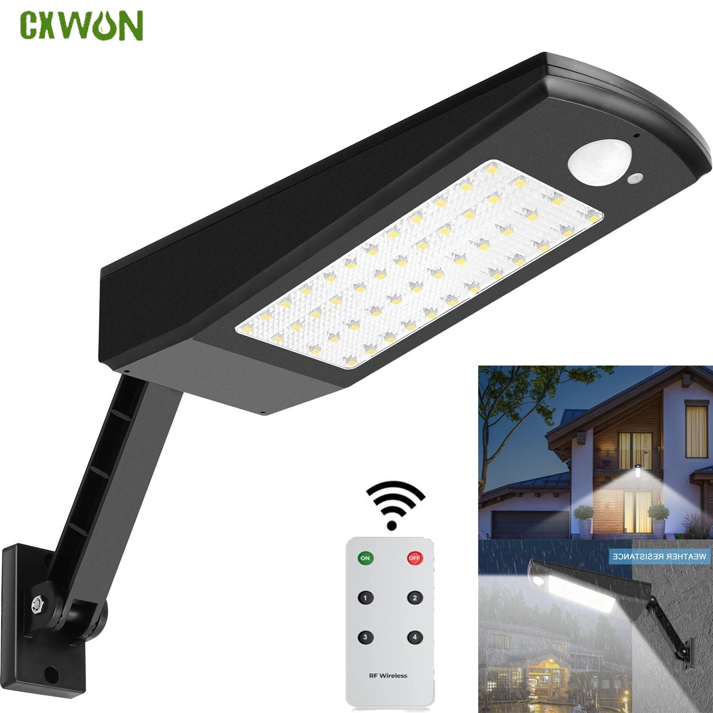 Upgraded Solar Panel Light Outdoor Waterproof Street or Wall Lighting with 4 Mode