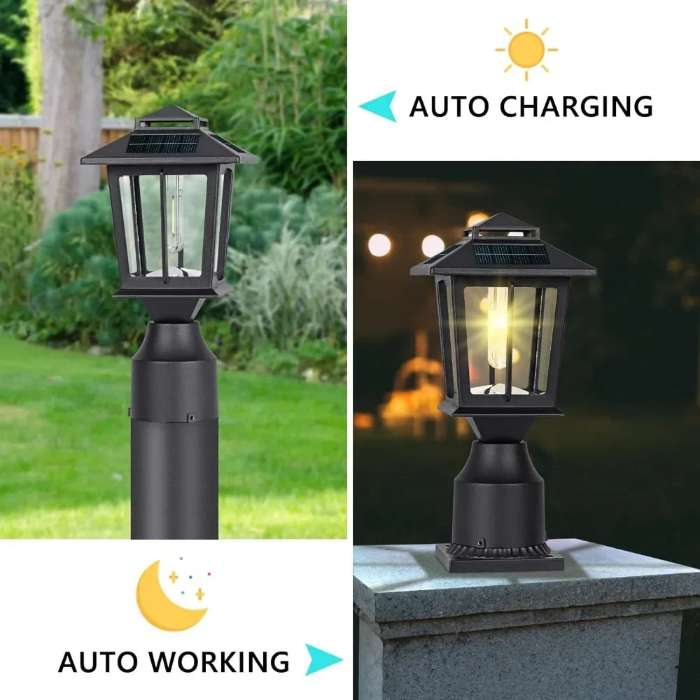 2-piece Set of Solar Column Cap Lights