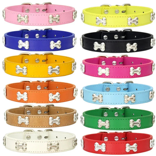 Bone Leather Durable Pet Collars