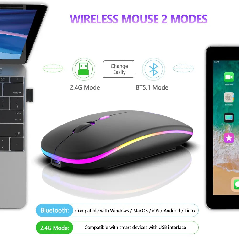 Wireless Mouse Bluetooth with Ergonomic Silent Click