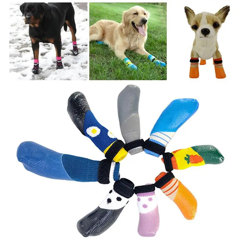 4Pcs/set Cute Pet Waterproof Winter Snow Boots