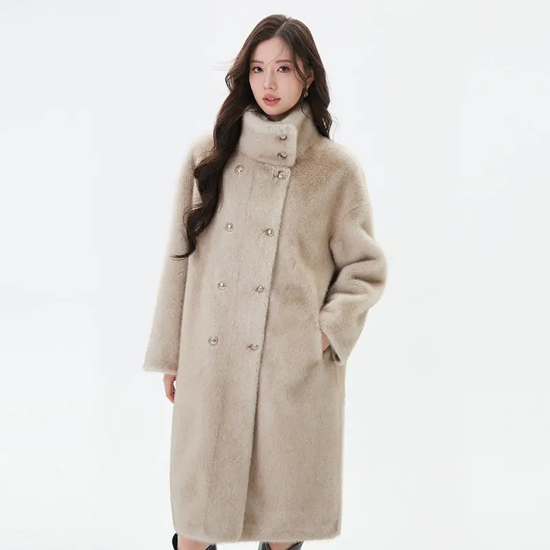 Faux Fur Coat Thickened Warm Mink Fleece