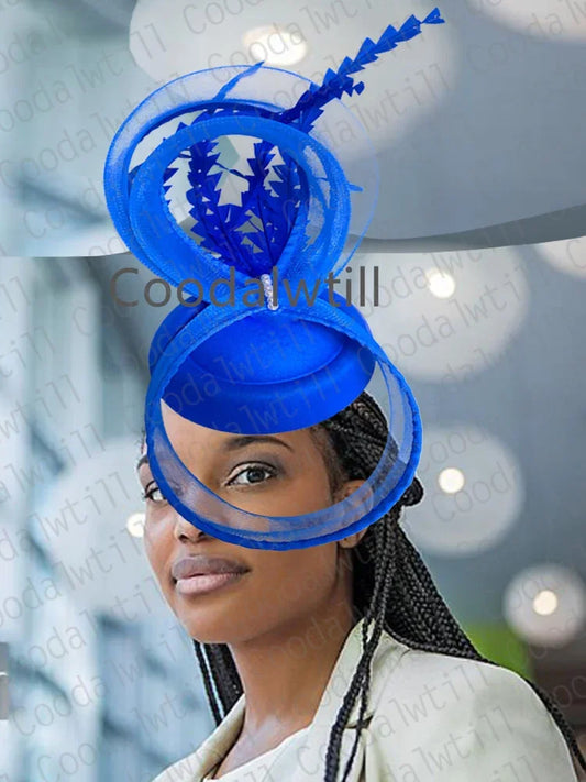 Kentucky Party Pillbox  Fascinator with Feathers