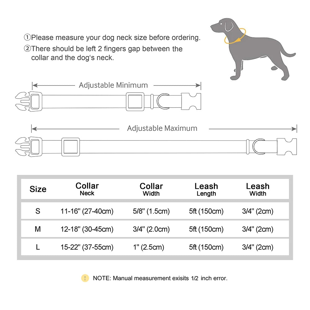 Dog Collar Leash and 5ft Walking Rope Set