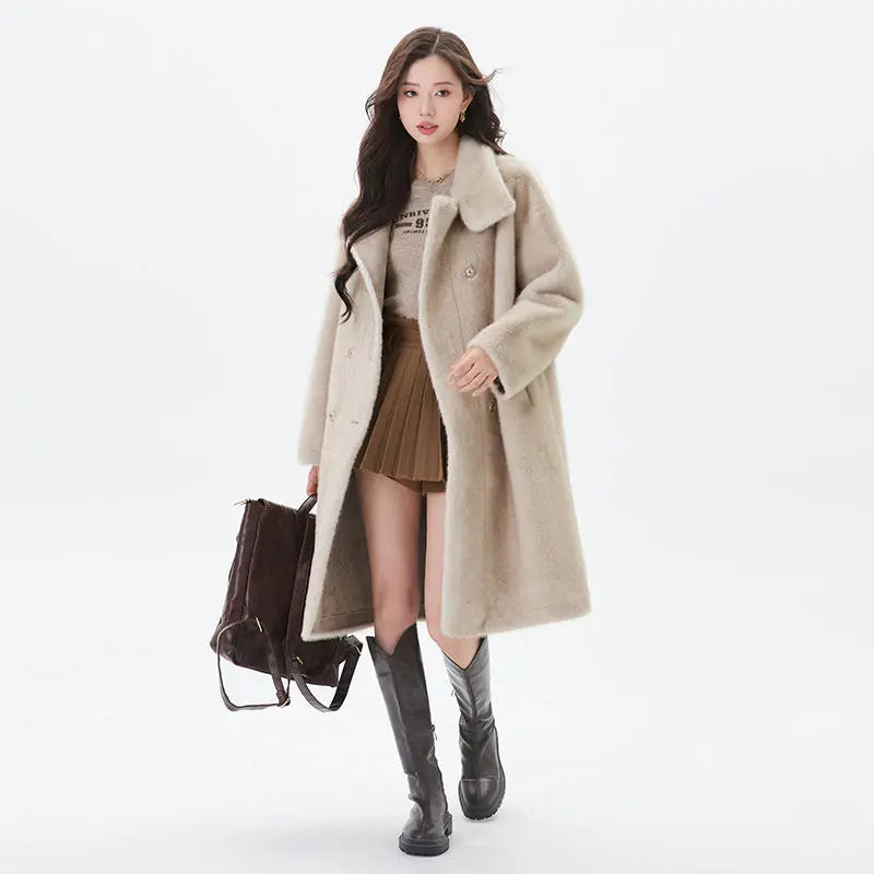 Faux Fur Coat Thickened Warm Mink Fleece