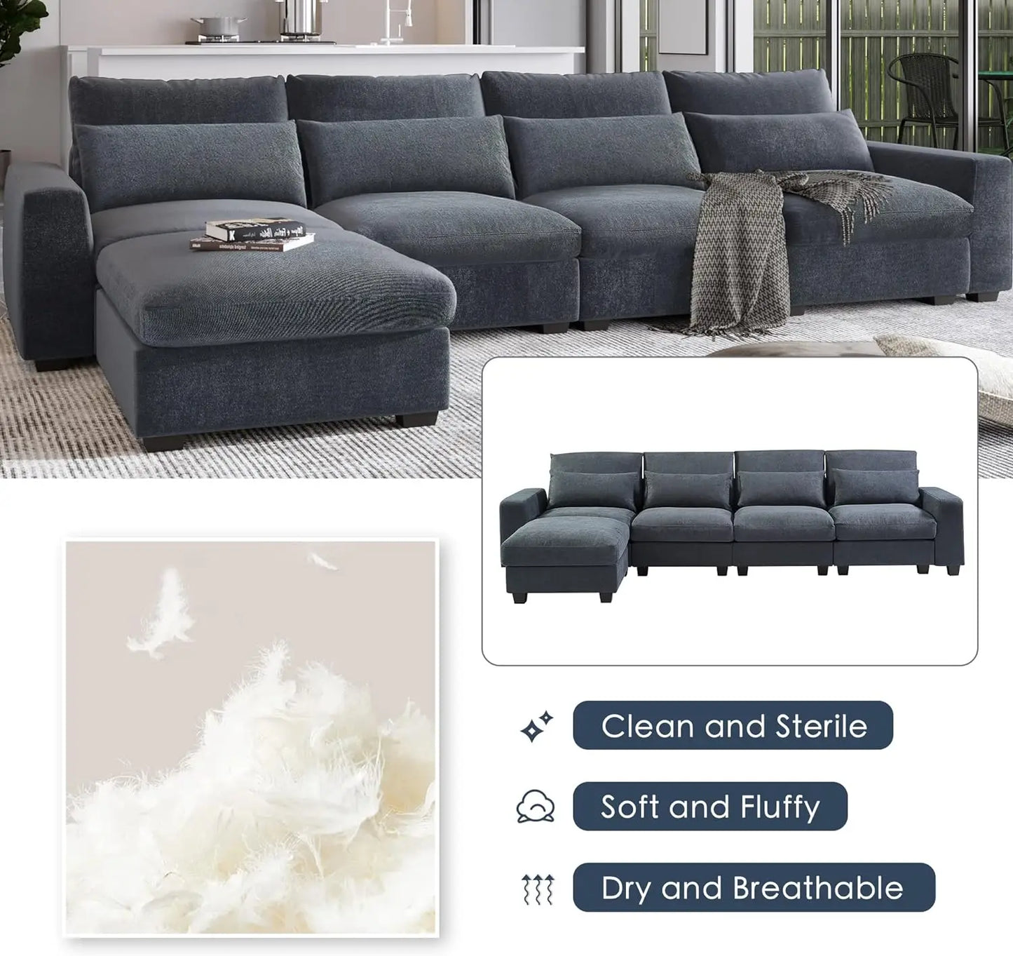 Modular L Shaped Sectional Sofa Couch Set