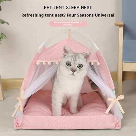 Enclosed Portable Pet Tent with Breathable Cushion