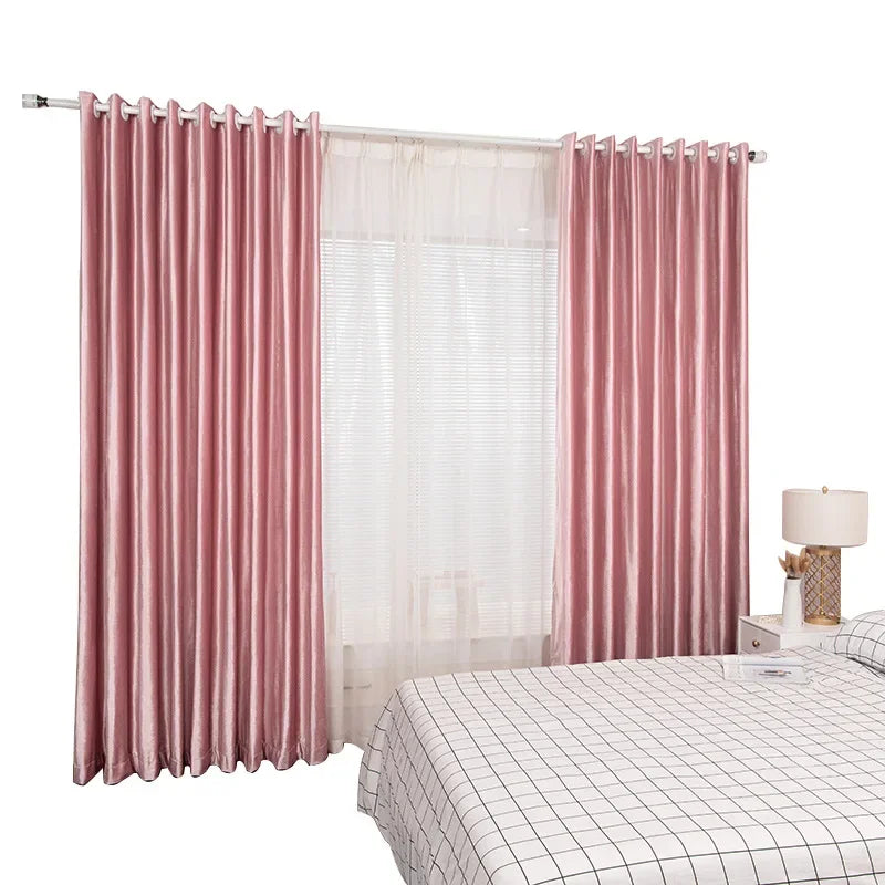 New Pink Girl Style Velvet Thickened Blackout Curtains for Living Room Bedroom French Window Customized Finished Window