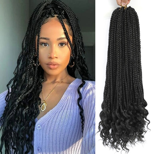 6 Packs Pre Looped Crochet Goddess Box Braids Hair With Curly Ends