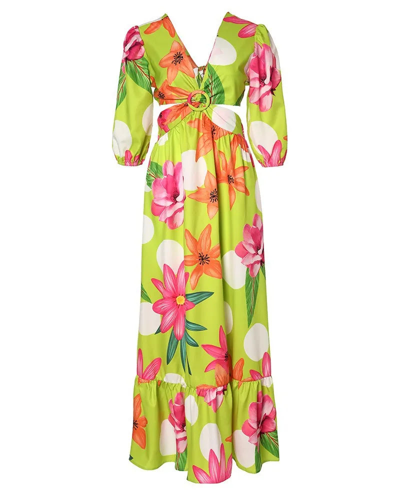 Floral Printed Lantern Dress