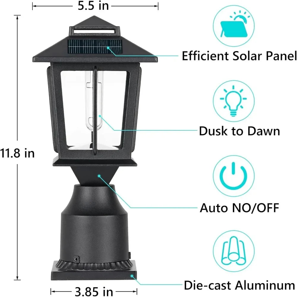 2-piece Set of Solar Column Cap Lights