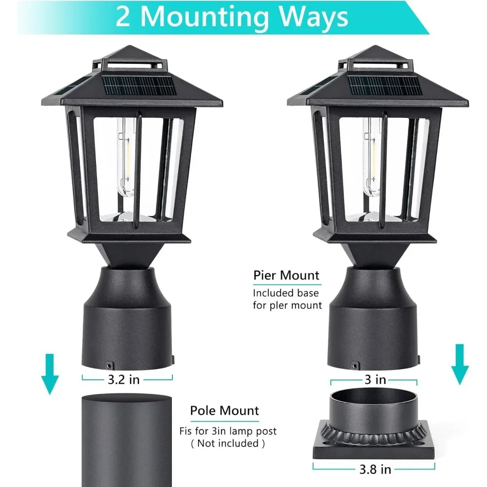 2-piece Set of Solar Column Cap Lights