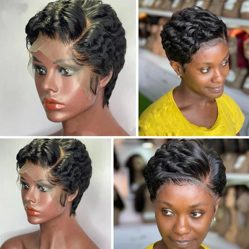 100% Human Pixie Cut  Short Bob Lace Frontal Wig