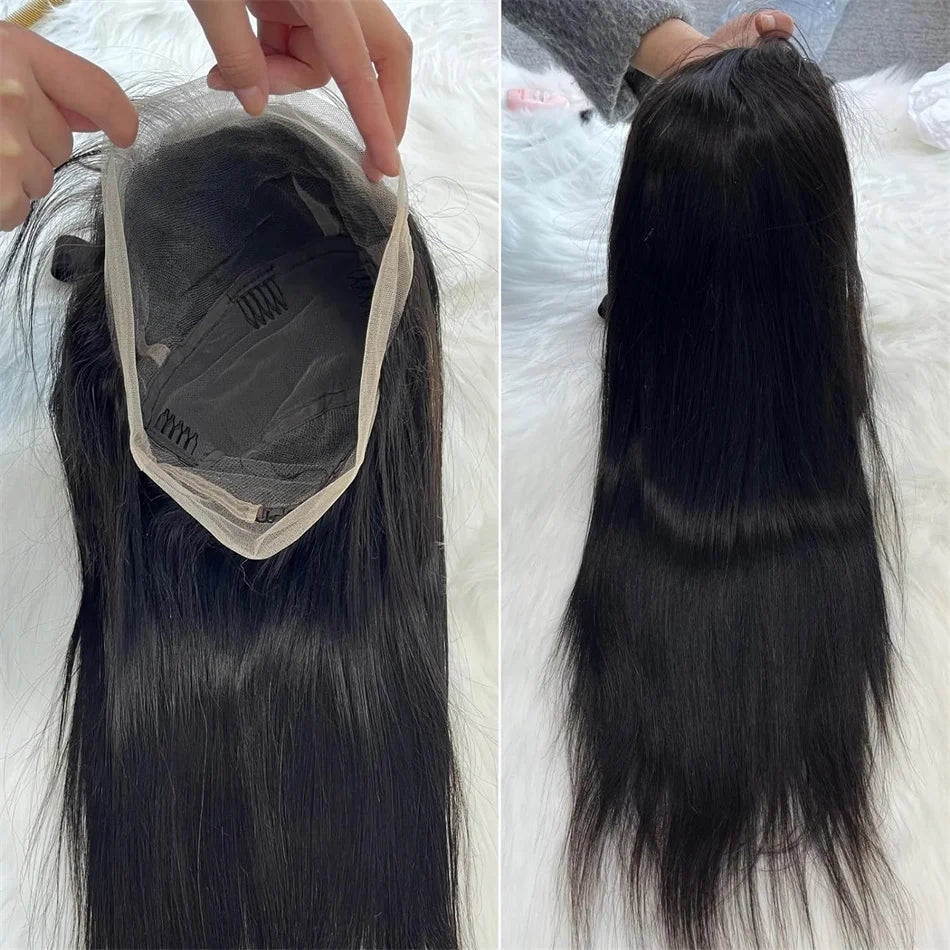 360 Full Lace Wig Human Hair Pre Plucked Straight 30 32Inch Black Brazilian Hair 360 Lace Frontal Wig Human Hair For Black Women