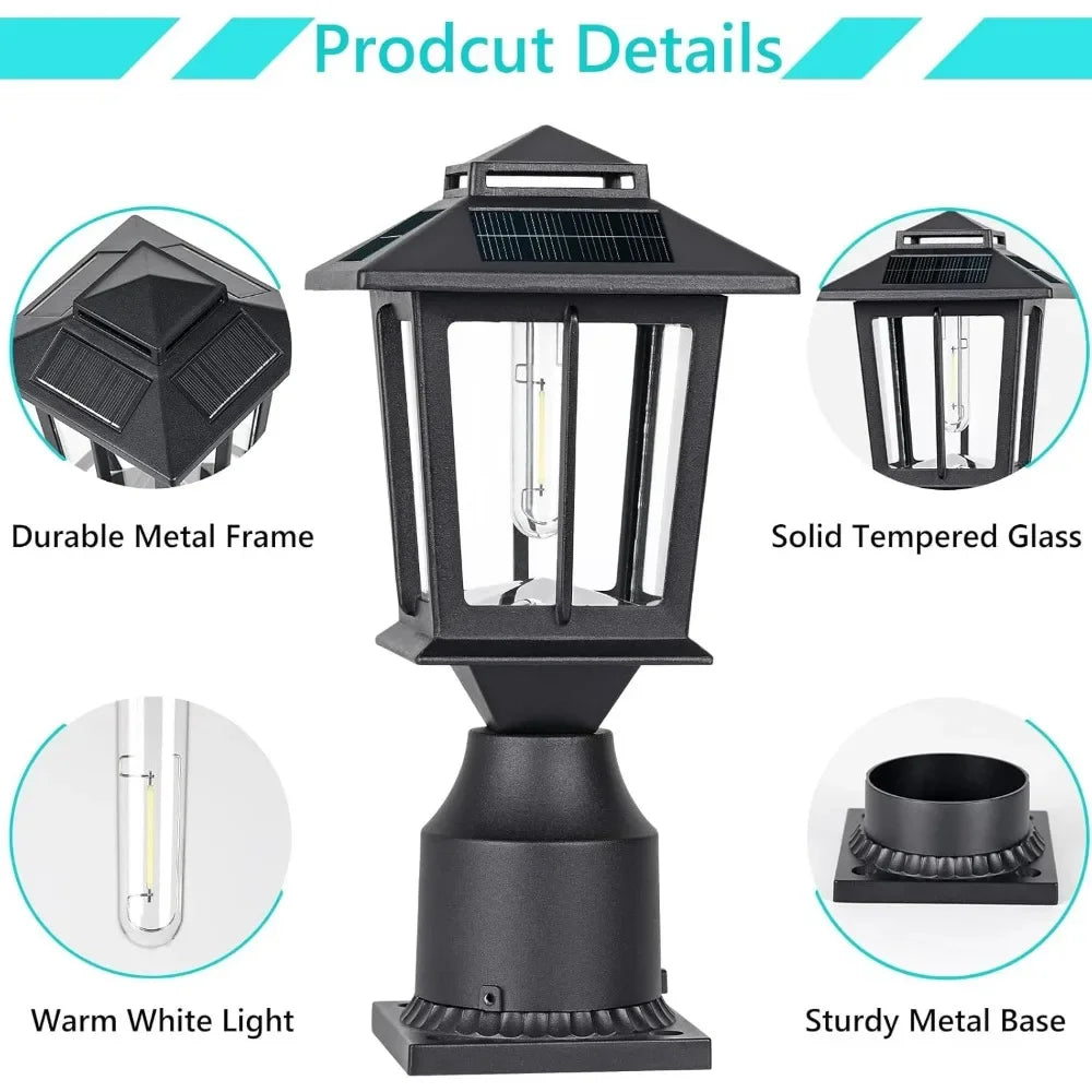 2-piece Set of Solar Column Cap Lights